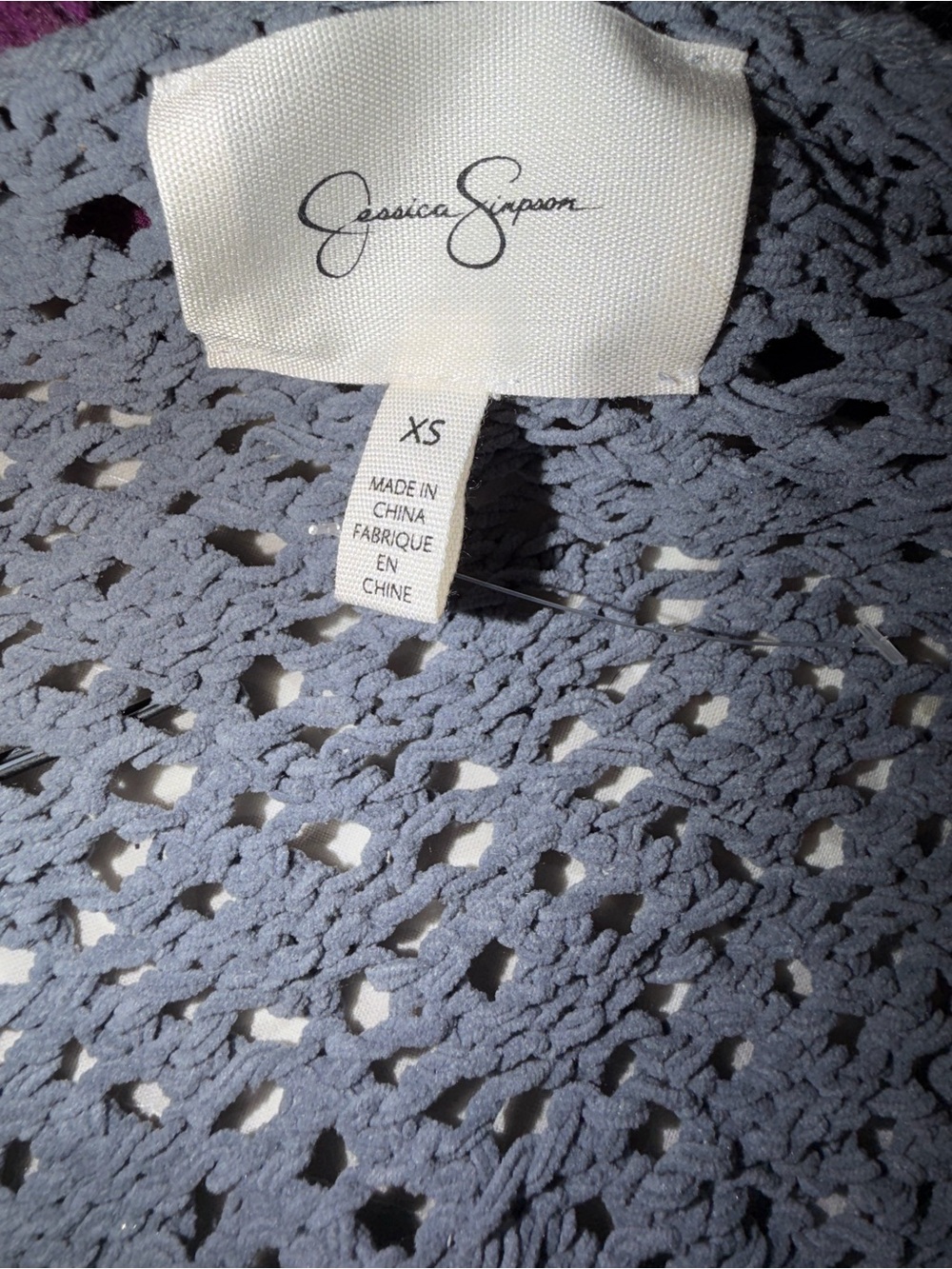 Jessica Simpson Crochet Knit Top - Slate Blue Gray